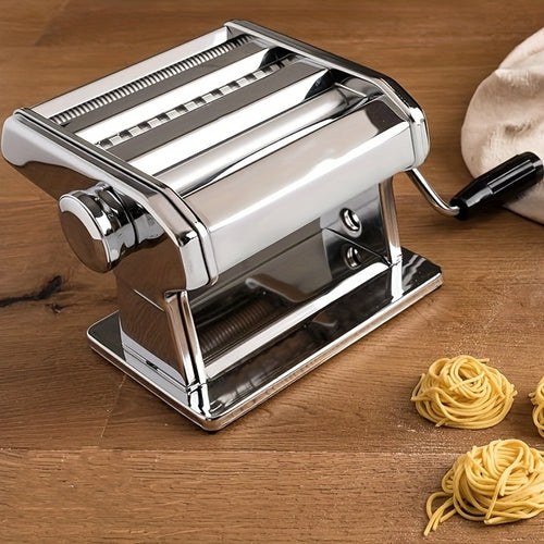 Manual Pasta Maker - 9 Adjustable Thickness Settings, Stainless Steel Pasta & Noodle Cutter for Spaghetti, Fettuccine, Lasagna & Dumpling Wrappers, Durable Kitchen Tool with Stable Structure