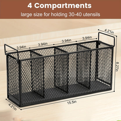 Kitchen Utensil Holder 4-Compartment Diatomaceous Earth Base Organizer