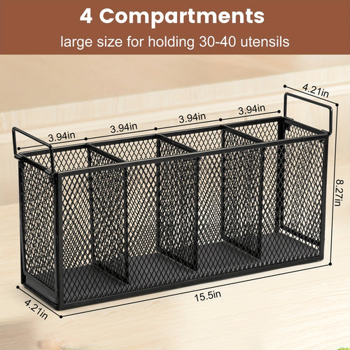 Kitchen Utensil Holder 4-Compartment Diatomaceous Earth Base Organizer