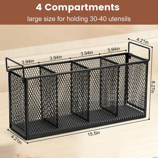 Kitchen Utensil Holder 4-Compartment Diatomaceous Earth Base Organizer