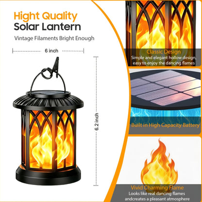 2/4Pack Solar Lantern Outdoor Lights, Christmas Light, Upgraded Flickering Flame Solar Lanterns Lights Outdoor IPX5 Waterproof, Hanging Outdoor Solar Lanterns Lights, Auto On/Off Up to 12Hrs Lanterns for Yard Garden Decor