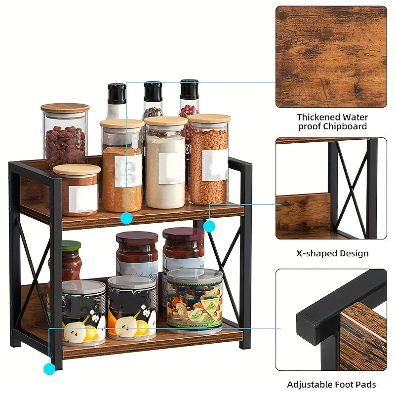 Kitchen Countertop Spice Rack, Ironwood Coffee Rack, Kitchen Counter Rack, Seasoning Storage Rack, Cosmetics Bathroom Storage Rack, Seasoning Storage Rack, Sturdy And Durable, Easy to Organize