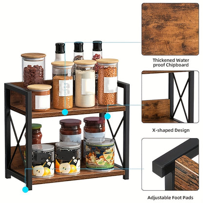 Kitchen Countertop Spice Rack, Ironwood Coffee Rack, Kitchen Counter Rack, Seasoning Storage Rack, Cosmetics Bathroom Storage Rack, Seasoning Storage Rack, Sturdy And Durable, Easy to Organize