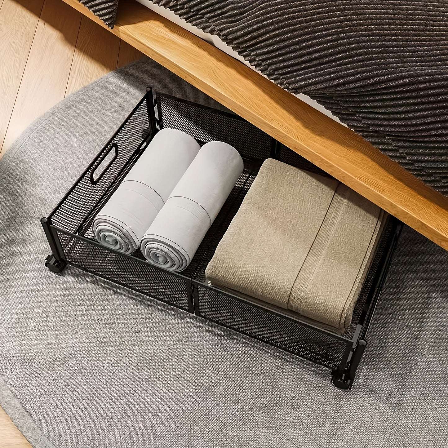 1pc Under Bed Storage, Under The Bed Storage Containers with Wheels And Handles for Shoes, Clothes, Books, Blankets for Home Organization, Under-Bed Storage