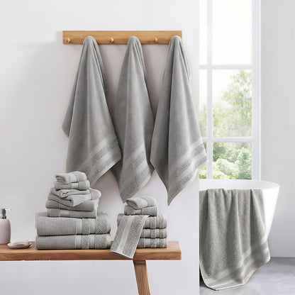 Luxury 12/24pcs Bath Cloths Set, Hotel Quality Thick Bath Cloths | Highly Absorbent & Quick-Dry | 4 Bath Cloths & 6 Hand & 2 Washcloths, Cotton For Hotel Spa Gym & Home Bathroom Essentials, Wash Cloths