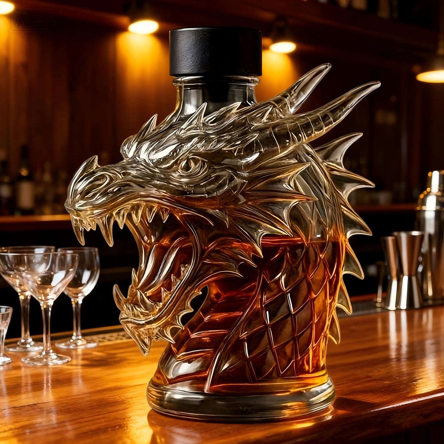 A Uniquely Designed Wine Decanter with a 3D Design, 10.14oz Whiskey Bottle. Suitable for Home Decor, Restaurants, and as a Christmas or New Year Gift, It Is the Perfect Holiday Present