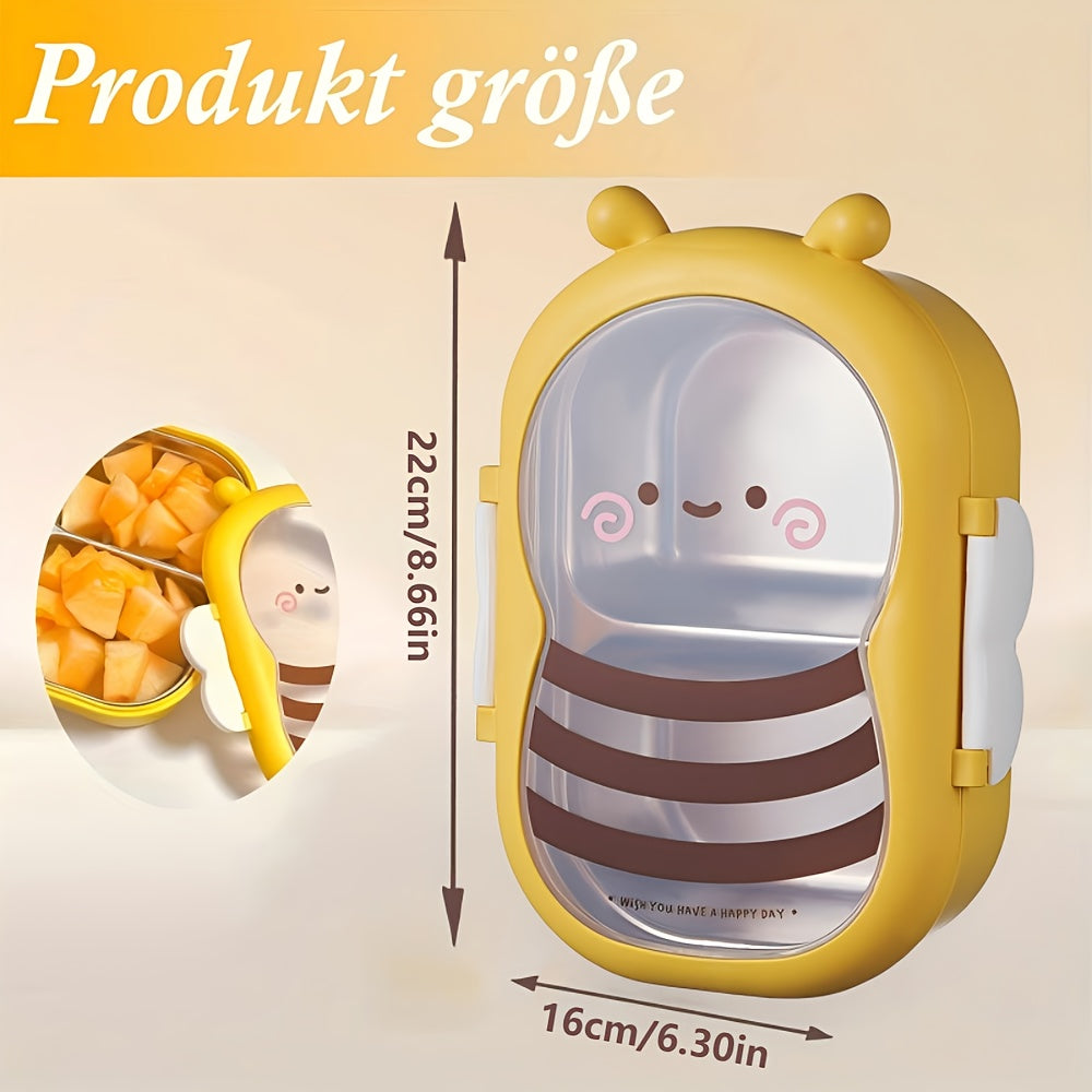 Cute Bee Lunch Box - Food Grade 304 Stainless Steel 2-Compartment Bento Container with Bee-Themed Lid, Lightweight for School, Office, Picnic - Ideal & s Lunchbox Gift (Back to School)