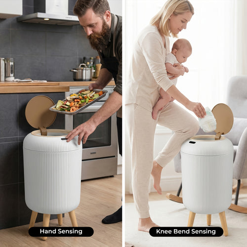 SUSTEAS 2pcs Automatic Trash Can 3.17gal And 2.64gal Bathroom Trash Bin with Lid Touchless Small Smart Motion Sensor Garbage Cans for Kitchen, Bathroom, Living Room And Bedroom