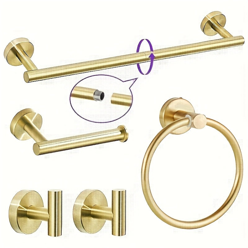 5pcs Bathroom Hardware Set - 24-Inch Towel Bar Set Includes: 1 24-Inch Bathroom Towel Rack, 2 Towel Hooks, 1 Towel Ring, And 1 Toilet Paper Holder - Black Wall-Mounted Bathroom Towel Rack. for Bathroom Shower And Remodeled Bathroom Closet, Kitchen