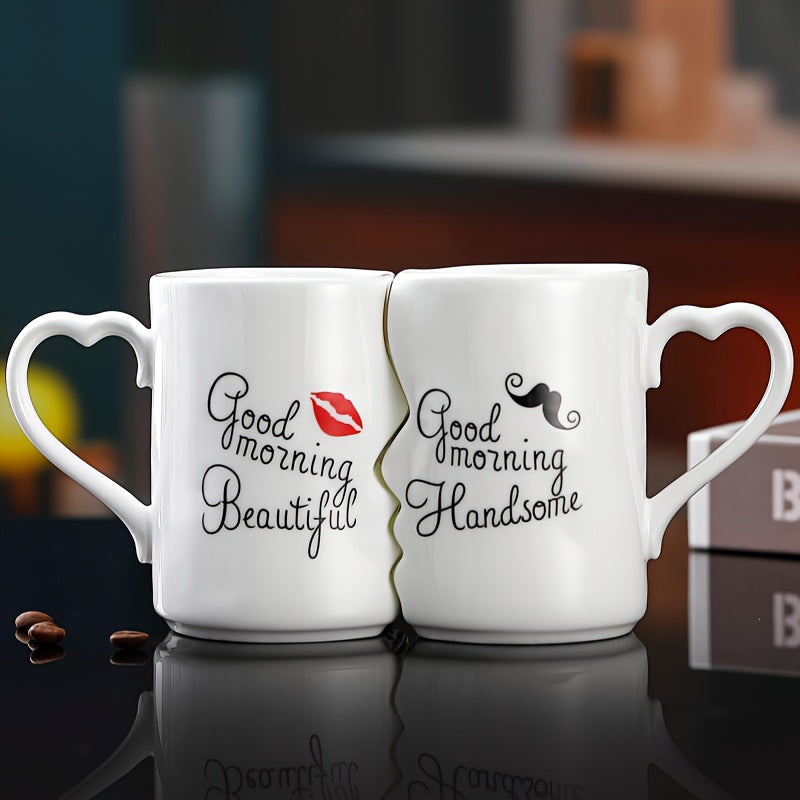 2pcs, Kissing Ceramic Mug, Creative Couple Mug, Love Mug, Kissing Mug, Drinking Coffee Together, Anniversary & Wedding Gift, Valentine's Day, Birthday, Engagement 360ml/12.1oz