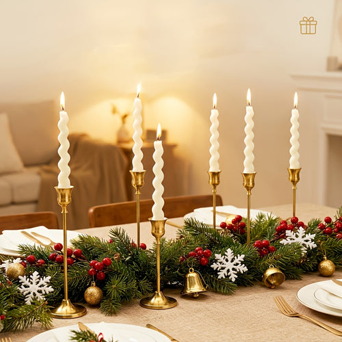 30pcs/48pcs Copper Plated Candlestick Holders, Retro Style Minimalist Dining Tables Center Decoration, Suitable for Celebrations, Birthdays, Weddings And Christmas, Parties, Dining Tables, Fireplace Decoration Candle Holders