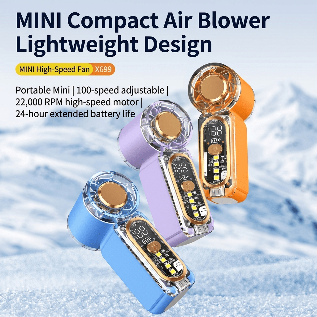 2 Pack Mini Handheld Fan, Compression Small Wind Cannon with SOS Mode, Lightweight Design, 22000 Rpm High speed Wind, 100 Gear Stepless Adjustment, Long Battery Life, Low Noise Pocket Fan, a Variety of Color Schemes Optional, Essential for Outdoor Camping