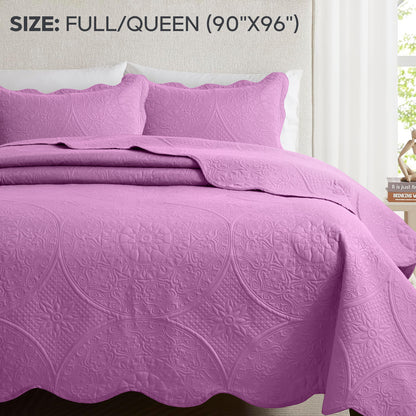 3pcs Luxury Quilted Bedspread Set – Oversize Quilt Coverlet Soft & Cozy Floral Bedspread with Pillow Shams, Breathable Lightweight for Bedroom & Guest Room Decor