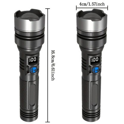 2-Pack Rechargeable Super Bright LED Flashlights (with Gift Box), 1000LUMEN Ultra-Bright Digital Display Flashlight, Multi-Function Camping, Fishing, Hunting & Emergency Lighting Tool, Men's Tool Gift, Father's Day Surprise Gift