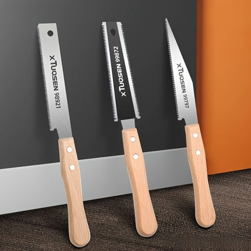 Three-piece Japanese pull saw, woodworking saw, hand saw, double-sided saw, three-speed saw, tenon saw, hardwood fine tooth, small hand saw, fine saw, tenon hand saw, flush cutting saw for woodworking, double-edged woodworking hand saw for trimming