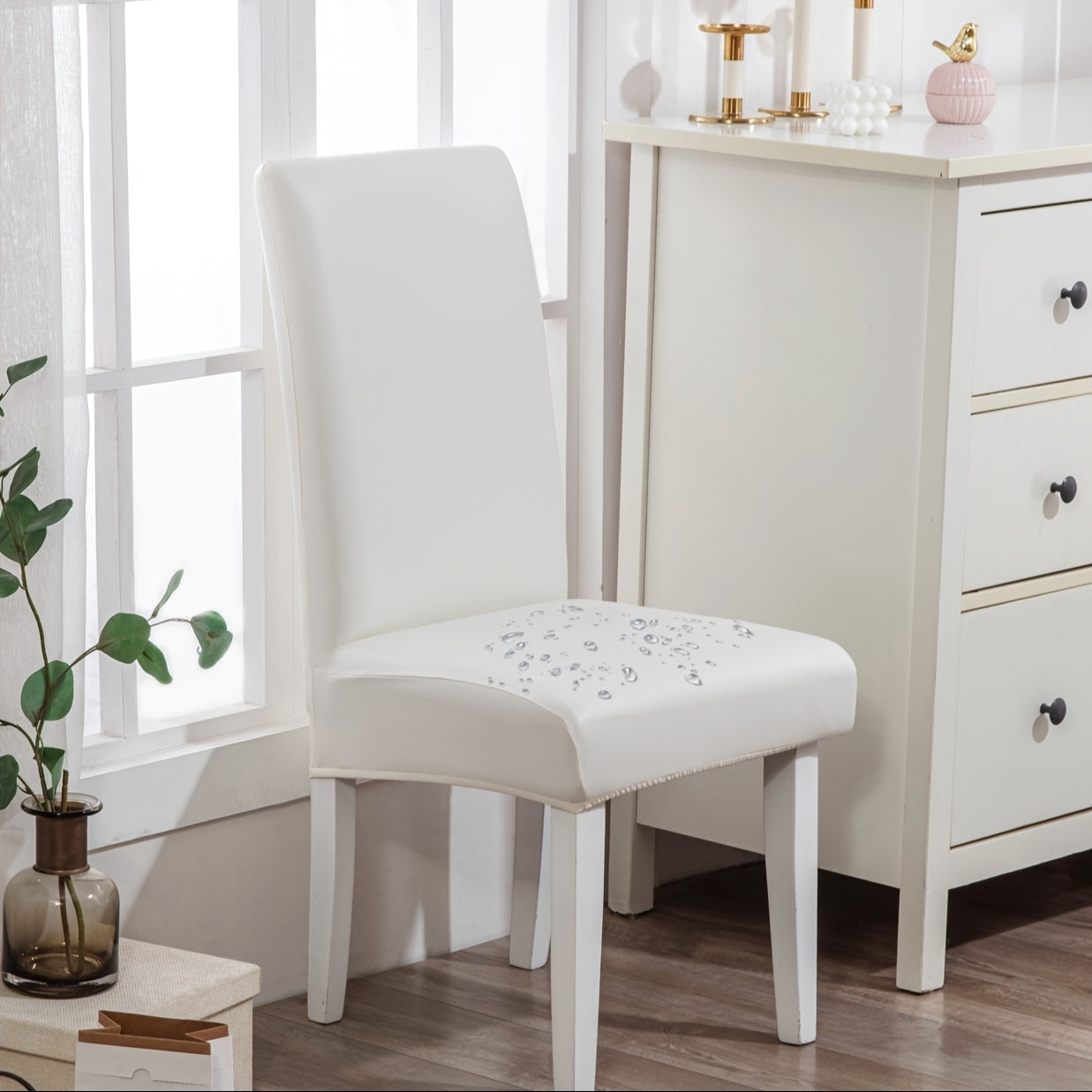 4/6pcs/set 100% Waterproof PU Leather Dining Chair Slipcover Solid Waterproof And Oilproof Stretch Dining Chair Protector Cover, Universal Chair Covers for Dining Room Kitchen Hotel Home Decor