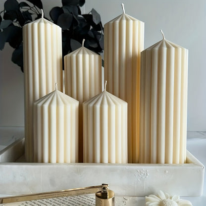 2pcs Ribbed Cylindrical Candles, Sourced From Soy Wax, Suitable for Christmas, Thanksgiving, Valentine's Day, Church Weddings, Home Decoration, Birthday Parties, Etc. Candles Can Burn for 20 Hours (white)