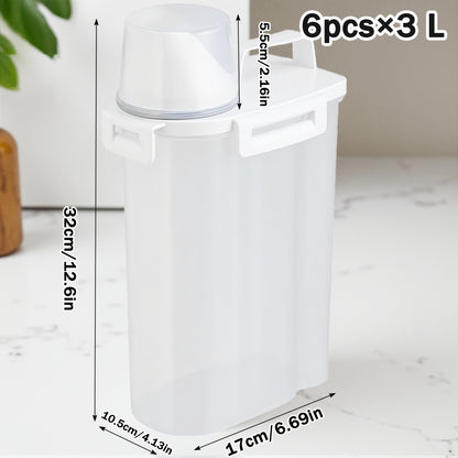 Airtight Food Containers, 2/4/6pcs Plastic Food Storage Containers with Lids - Extra Large Capacity Grain Storage Box - Measuring, Cup, Moisture And Leakproof Sealable Container - for Nuts, Flour, Rice, Portable Kitchen Organizer, Christmas Gift