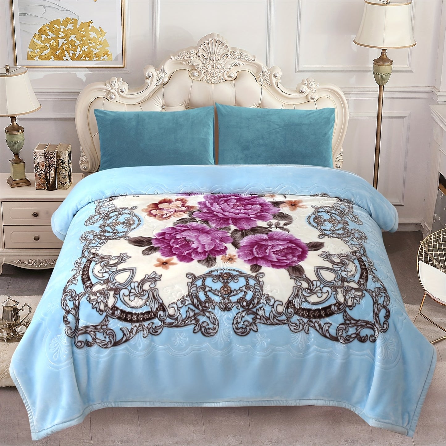 Ultra-Soft Plush Blanket, 1pc, 2 Ply, Reversible, Weighing 5/6LB, Available in Queen And King Sizes, Featuring Vibrant Floral And Animal Designs Suitable for Any Decor And All Seasons