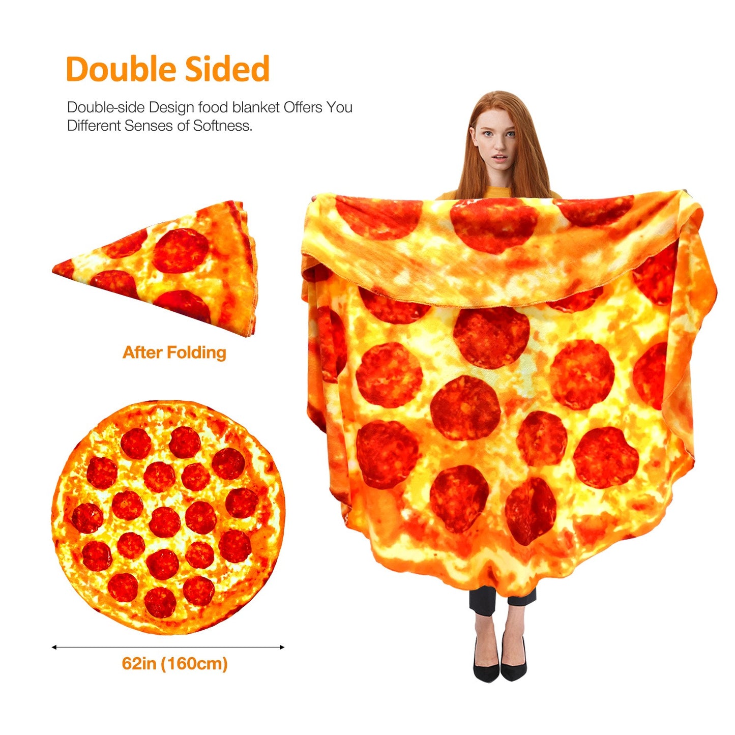 3 Styles Cozy And Stylish Flannel Throw Blanket with Realistic Food Print - Fun Burrito, Pizza, Donuts Design, Digital Print Foodie Throw, All-Season Lightweight Throw Blanket for Couch, Sofa, Office, Bed, Camping, And Travel