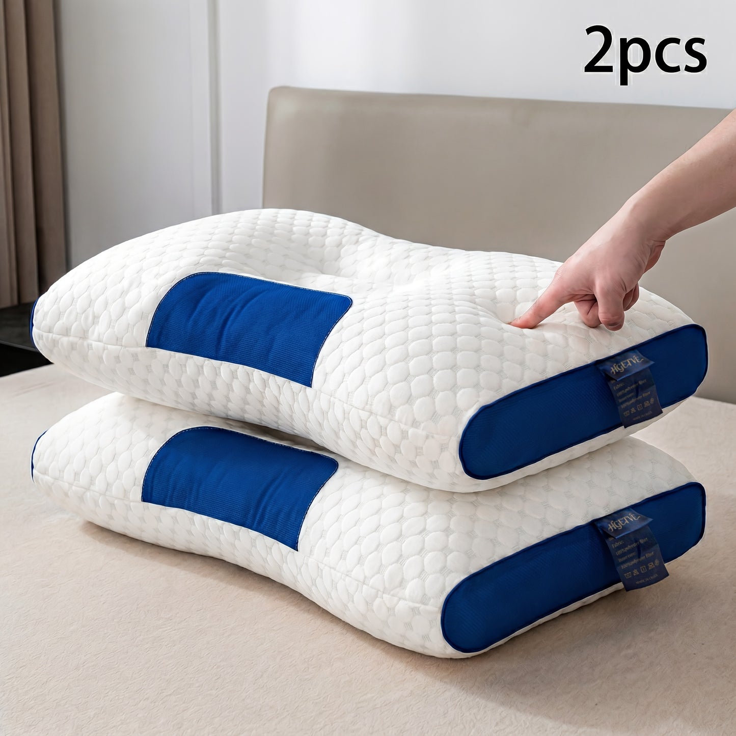 Neck Pillow 2 Pack – Breathable Memory Foam Travel Pillow with Removable Zippered Cover, Ergonomic Cervical Support for Neck & Shoulder Pain Relief