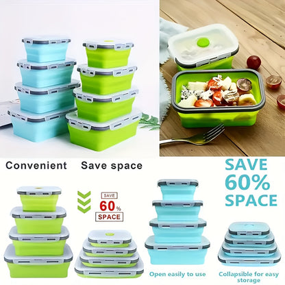 4pcs Foldable Meal Preparation Containers (four Sizes) Sealed, Ventilated, Microwave, Dishwasher, Refrigerator Safe - Perfect for RV Organization, Storage, Lunch, Meal Preparation, And Outdoor Snacks, Holiday Gifts
