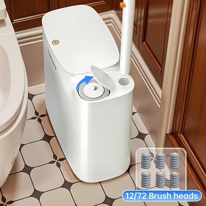 Toilet Brush And Trash Can 2-in-1, Disposable Toilet Brush with 12/72 Brush Heads, 6.89in Wide Bathroom Trash Can, with Lid Effectively Prevent Odors, Space-saving And Practical, Multifunctional Waste Bin for Cleaning, for RVs And Bathroom Toilets