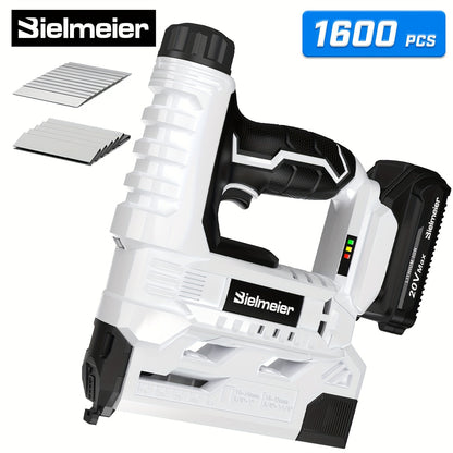 Bielmeier 20V/4V Cordless 2-in-1 Stapler/Brad Nailer, Brad Nailer Without Compressor And Cord, Lightweight Design, with Battery&Charger, 1600pcs Nails And Staples, for Carpentry And Home Improvement & Perfect Gifts