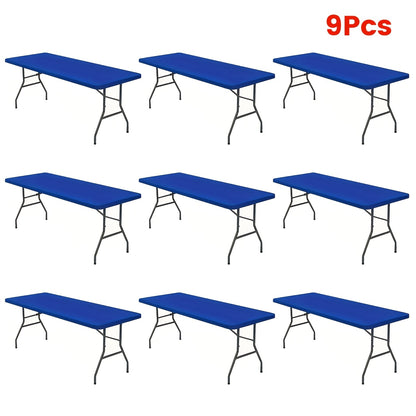 3/6/9/12pcs Stretchable Table Covers 6Ft Washable Elastic Polyester Rectangle Tablecloth Protector For Camping Indoor & Outdoor Parties Picnics Weddings Graduations Valentine'S Day Spandex Blend Easy To Clean
