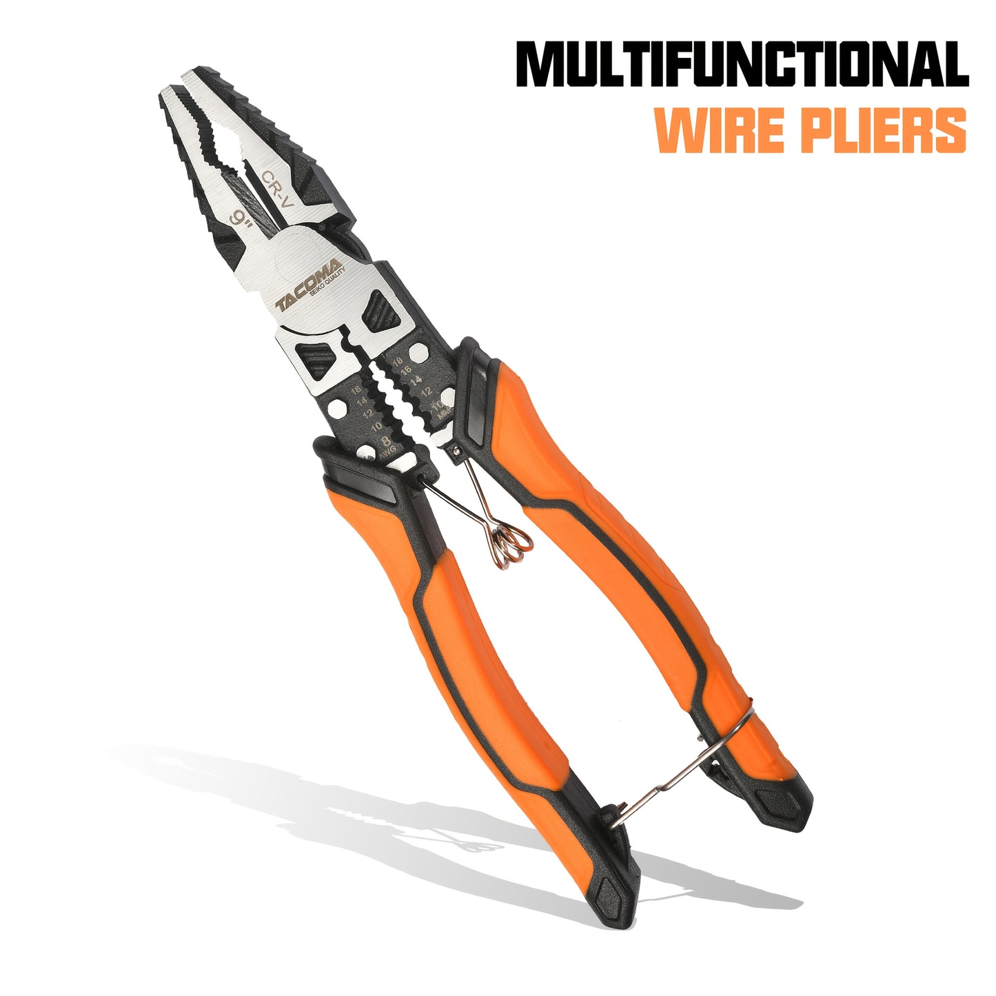 1/3pcs Industrial-Grade Multi-Functional 9-in-1 Pliers Or Set, 8.5" Long-Nose Pliers, 8.5" Wire Cutters, 8" Diagonal Side Cutters, CRV Steel, TPR Handles. Suitable For Electrical Work, Auto Repair, Home Improvement, And Cutting Applications.