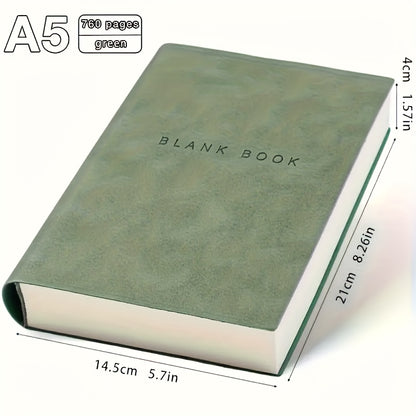 Minimalist 760 Page Blank Notebook - A5 Size, Suitable for Sketching And Doodling, Made Of Artificial Leather, Soft Cover, Ideal for College Students And Adults, Christmas Gifts
