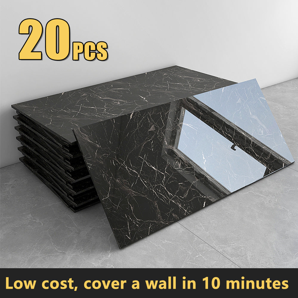 20/40-Pack Peel & Stick Marble Tiles Wall Panels Set - Self-Adhesive Waterproof Removable Wall Sticker for Kitchen Backsplash, Bathroom, Living Room, Office Home Decor. Easy Install (23.62"x11.81")