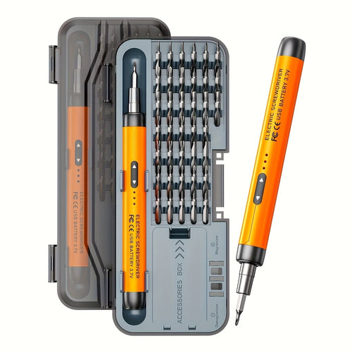 46-in-1 Mini Precision Electric Screwdriver Kit - 500mAh Lithium-Polymer Battery, Brushless Motor, USB Rechargeable. 46 Bits, Reverse Rotation, Silent & High Torque. Perfect for Phone/ PC Repair & Home !