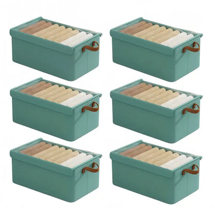 4/ 6pcs Clothes Organizer Box With Handles, Foldable Wardrobe Storage Box With Steel Frame, Stackable Sundries Storage Box With Bottom Plate, Storage Box With Transparent Visual Lid - 18.5*11.02*7.87inch