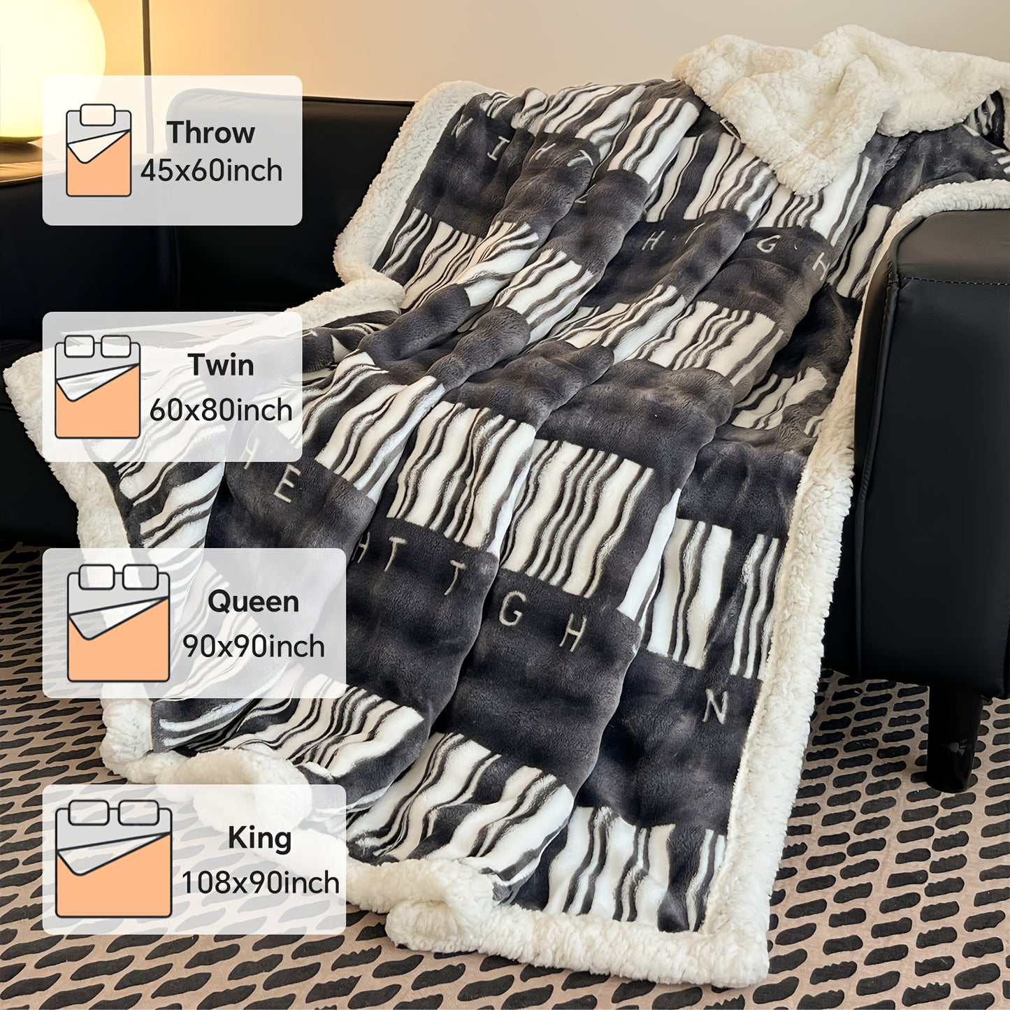 400-450gsm Heavyweight Flannel Blanket – Thick Warm Woven Throw for Bed, Sofa & Bedroom, Machine Washable, 16 Patterns, 4 Sizes