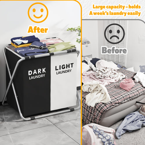 [Stylish Laundry Hamper Basket] Durable Fabric Large Rectangular Laundry Hamper Basket with Handles, Multi-Component Design for Home, College Dorm, Bathroom & Bedroom - Stylish & Functional Clothes Storage Organizer, All-Season for Side (1pc)