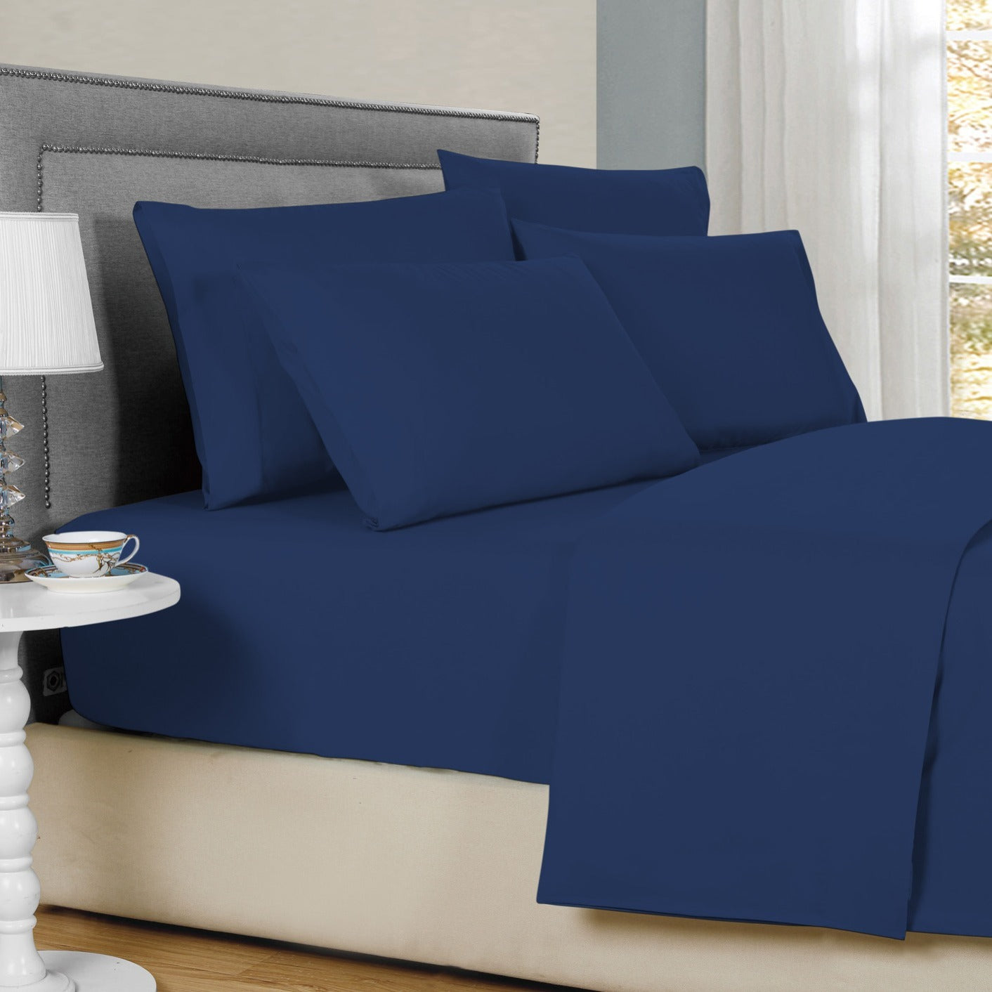 Bibb Home 2000 Thread Count 6 Piece Bamboo Sheet Set – Summer Satin Cooling, Deep Pocket, 6-Pc Egyptian Luxury, Bonus Pillowcases
