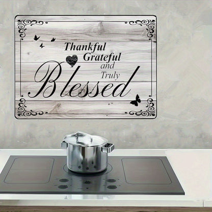 1pc Stove Top Cover, Synthetic Heat Resistant & Scratch-Proof Glass Protector with 'Thankful Grateful & Blessed' Design, Multipurpose Kitchen Decor for Cooktops, Ovens, Washers & Dryers, 28.5x20.5 Inches, Easy to Clean