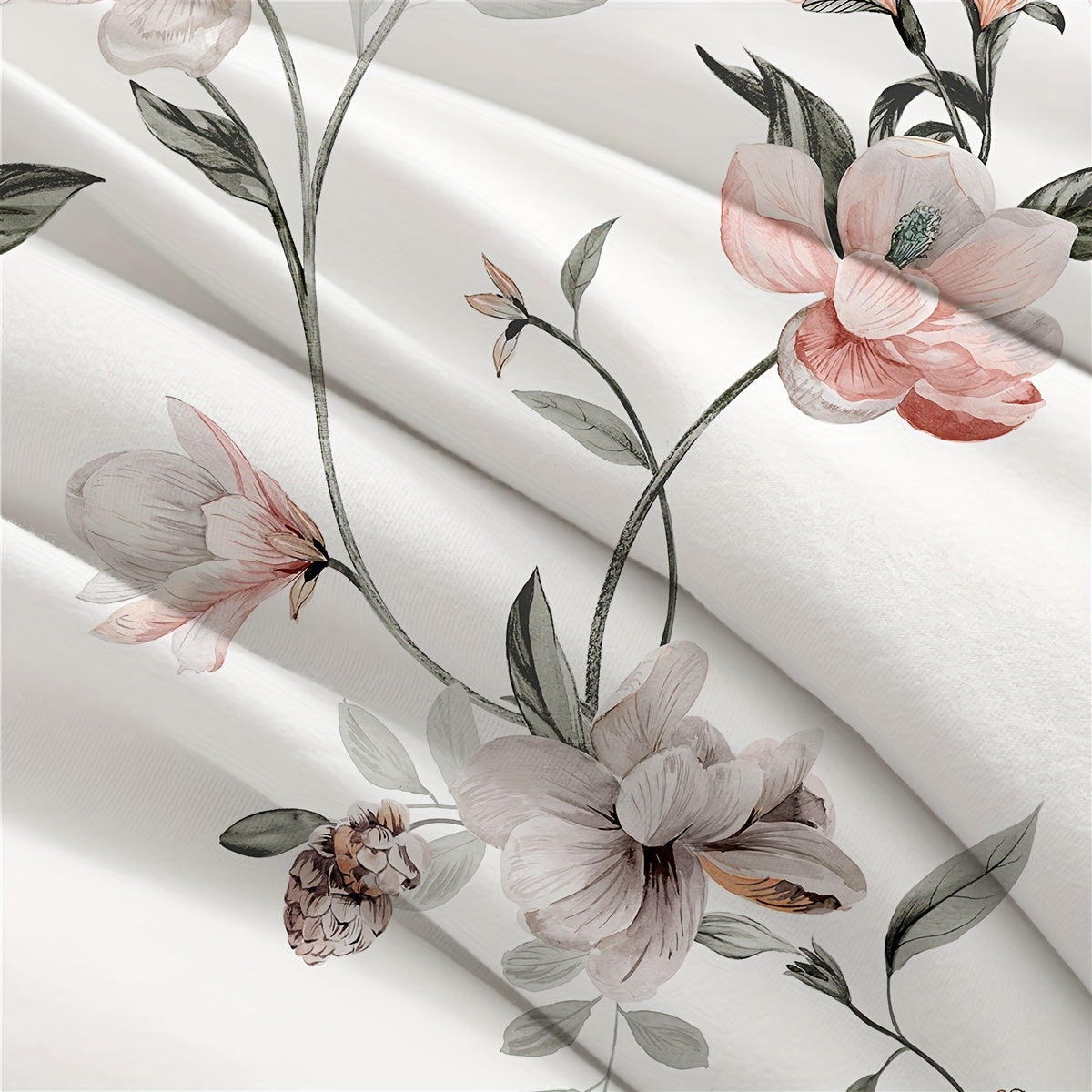 3/4pcs Soft Bed Sheets Set with Fitted Sheet Queen King Full Twin Size, Floral Bedsheet Fitted Sheet Deep Pocket And Pillow Cases, White Pink Green Bedding for Women Girl Men Valentines Day Gift, Home Hotel Machine Washable