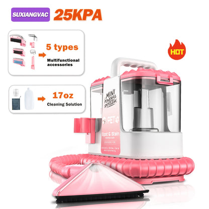 Portable Carpet And Upholstery Cleaner, 25Kpa Pet-Friendly Stain Remover, Sofa, Carpet, Couch And Car Stain Remover, Carpet Cleaning Machine with Dual Brush Heads And Self-Cleaning System