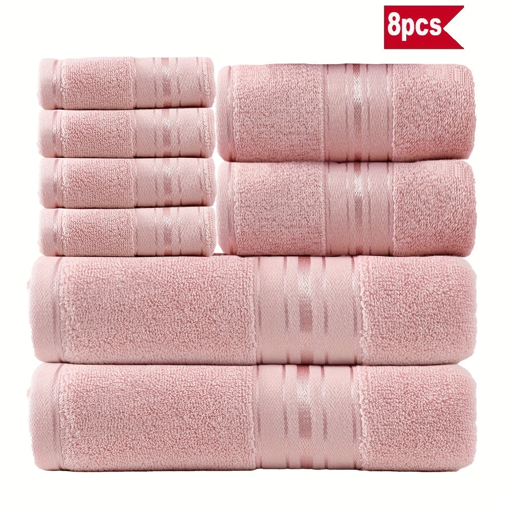 Luxury 8pcs Bath Towel Set, 100% Cotton Premium Hotel Quality, Includes 2 Bath Towels, 2 Hand Towels, 4 Washcloths, Soft Absorbent Spa Towel Collection, Ideal for Bathroom, Hotel, SPA