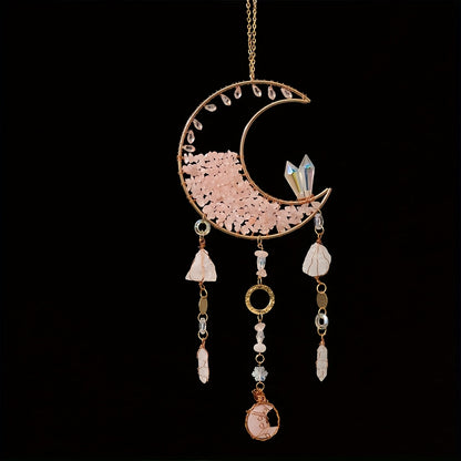 Handmade Dreamcatcher Pendant Moon Suncatcher Wind Chime Decorative, Indoor Outdoor Courtyard Garden Party Christmas Wall Hanging Decoration Christmas Birthday Gifts