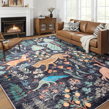 Chakme jungle animal blanket, 5x7 living room tiger area blanket anti slip soft tiger blanket, thin colored animal blanket, bedroom daycare area blanket (5x7ft)