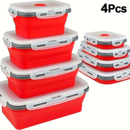 4pcs Foldable Meal Preparation Containers (four Sizes) Sealed, Ventilated, Microwave, Dishwasher, Refrigerator Safe - Perfect for RV Organization, Storage, Lunch, Meal Preparation, And Outdoor Snacks, Holiday Gifts