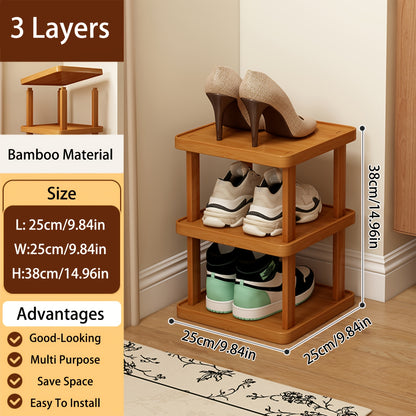 1pc 3/6/9 Layers Bamboo Shoe Rack, Capable Of Storing 3/6/9 Pairs Of Shoes, Wood Grain Decoration, Easy to Assemble, Space Saving, Suitable for Entrances, Living Rooms, Bedrooms, And Dormitories. Brown. Multi Layer Independent Storage Rack.