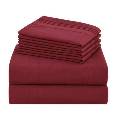 Hotel Grade 6 Piece Breathable Sheets Set 18" Deep Pockets - Easy Fit Twin Full Queen King Bed Sheets & Pillowcases, Microfiber, 100 GSM, All-Season Comfort, Machine Washable, Solid Color Bedding Accessories, Smooth Texture, Microfiber Fabric