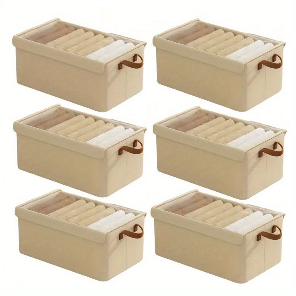 4/ 6pcs Clothes Organizer Box With Handles, Foldable Wardrobe Storage Box With Steel Frame, Stackable Sundries Storage Box With Bottom Plate, Storage Box With Transparent Visual Lid - 18.5*11.02*7.87inch