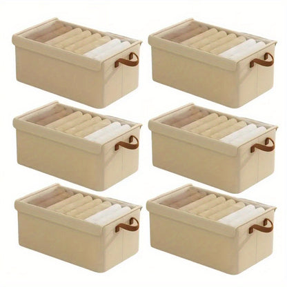 4/ 6pcs Clothes Organizer Box With Handles, Foldable Wardrobe Storage Box With Steel Frame, Stackable Sundries Storage Box With Bottom Plate, Storage Box With Transparent Visual Lid - 18.5*11.02*7.87inch