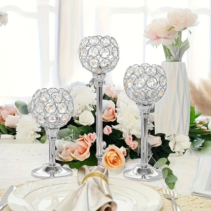 3pcs Crystal Candle Holder, Windproof Candle Holder, Christmas, Halloween Candlelight Dinner Photo Props, Wedding Anniversary Wedding Decoration, Home Hotel Decoration, Birthday Gift, Suitable for Table Center Decoration, Wedding, Catering
