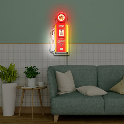 Retro Betz Gasoline Pump Neon Sign, USB Powered Wall Hanging Light with Switch Control, Multipurpose UV Reactive Art for Bedroom, Bar, and Festival Decor, No Battery Required
